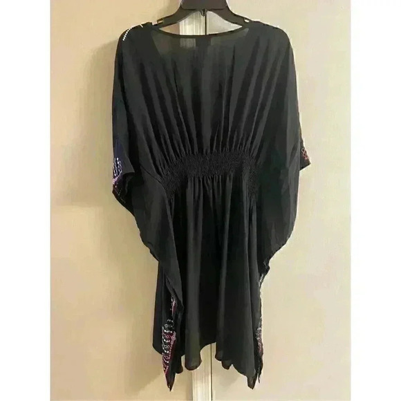 WEARABOUTS WOMEN'S Black Embroidered V Neck Sheer Coverup/Top - NOT_NWT, XL - Picture 4 of 5